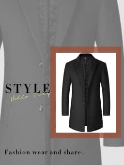 BROWON Brand 2026 Winter Elegant Woolen Coat Man Thicken Navy Color Smart Casual Outdoor Long Overcoat for Men Wollmantel