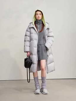 AMII Hooded Down Jacket 2026 Winter New Warm Zipper Long Sleeve 85% White Duck Down Coat Woman Loose Straight Long Coat 12524017