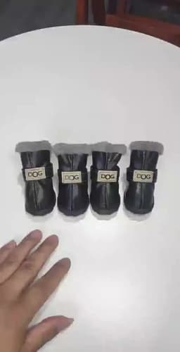 4Pcs Warm PU Dog Shoes Pet Winter Snow Boots Soft Waterproof Small Dog Shoes Plush Non Slip Soft Dog Boot Dogs Accessories