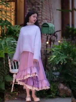 Winter Thick Sweet Faldas Mujer Irregular Elegant Long Skirt Japanese Style Kawaii Women Skirts Lace Ruffles Autumn