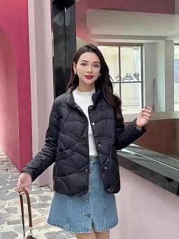Women's Winter Short Down Jacket Stand Collar Plaid Solid White Duck Down Coat Lady Puffer Jackets max mara пуховик JK-229