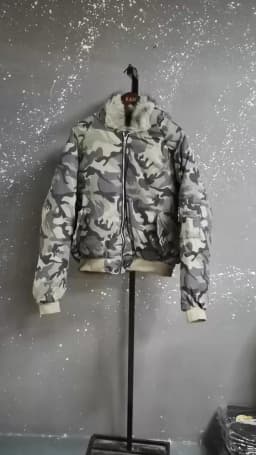 Camouflage Men Short Cotton Jacket Large Fur Collar Hooded Design Winter Thickened High Street American Style Coat Men Clothing