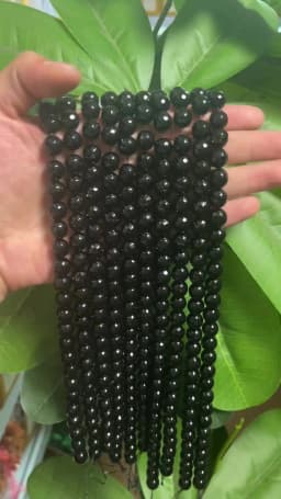 Natural Smooth Faceted Black Agates Beads 15'' Strand 4/6/8/10/12/14mm Round Loose Stone Beads for Jewelry Making Diy Bracelets