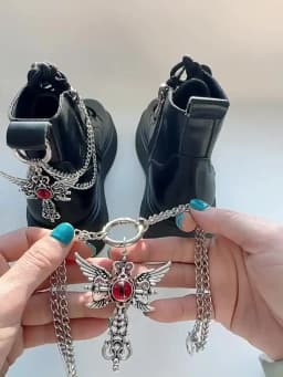1pc Devil Eye Titanium Steel Shoe Chain Metal Entagram Pendant Women Shoes Decoration Accessories Boots Shoe Party Diy Jewelry