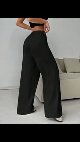 New Women's Fashion Comfortable Solid Color Pants Loose Wide Leg Sporty Casual Elastic Waist Pants