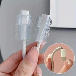 2pcs TPU Flexible Durable Wave Cable Protector Connector Phone Charger Cord CoverFor iPhone/Type-C Charging Interface