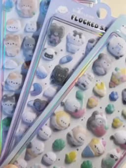 1 pc/6 pcs Cartoon Animals Flocked 3D Relief Stickers Journaling DIY Diary Cute Stationery Sticker Decor School Supplies
