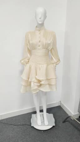 TWOTWINSTYLE Solid Spliced Ruffles Dress Female Stand Collar Long Sleeve Loose French Elegant Women's Dresses Autumn Fashion New