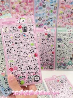 1 pc/4 pcs 3D Relief Stickers Cute Panda Cartoon Drop Journaling DIY Diary Stationery Sticker Decor School Supplies