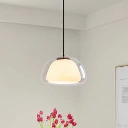 Creative Jelly Pendant Light Nordic Design Restaurant Kitchen Light Transparent and Milk White Double Layer Glass Chandelier