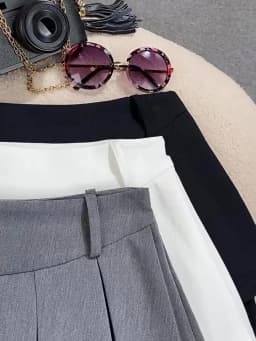 2026 Spring New Design Gray Pleated Mini Skirt