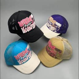 Cartoon Character Graffiti Printed Letter Baseball Hats New Unisex Sunshade Color Block Breathable Versatile Mesh Trucker Caps