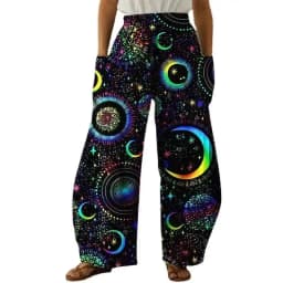 Galaxy Sky Full Length Wide Leg Pants 3D All Over Print Thin Hipster Fashion Summer Streetwear Sweatpants Women Clothing