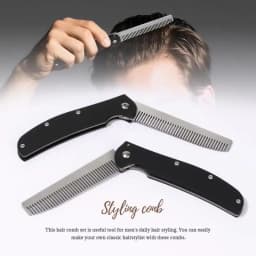 Metal Folding Beard Comb Dual-Purpose Hair & Mustache Styling Tool, Compact Travel Grooming Kit Barber-Grade Home Essentials