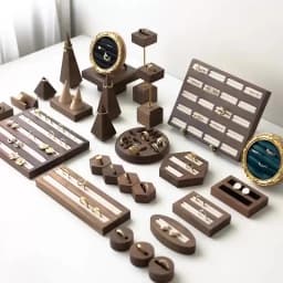 Walnut Wood Jewelry Display Stand Vintage Ring Earring Display Tray Velvet Lining for Jewelry Photography Shop Counter Display