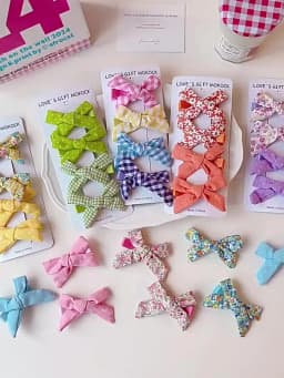 2026 4PCS/Set Kids Hair Clips Gingham Floral Bow Hair Barrettes No Hurt Hair Non Slip Soft Fabric Toddler Girls Accessories Gift