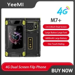 YeeMI M7+ 4G Rugged Feature Phone Big Button Full Band Flip Phone Dual SIM Dual Screen 6800mAh Big Battery Cellphone For Old Man