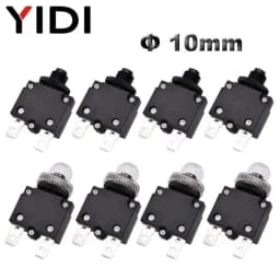 5pcs MR1 Circuit Breaker 3A 4A 5A 6A 8A 10A 15A 20A Thermal Current Overload Protector Push Button Switch with Waterproof Cap