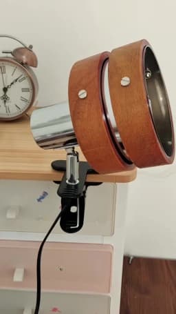 Swing Arm Clip Wall Lamp, Retro Japanese Solid Wood Sconce with Plug Cable, LED Reading Light for Bookshelf Bedside Office Table