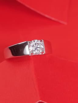 LongZhe Moissanite Ring for Men Rings for Men 925 Sterling Silver Adjustable Open Ring 1CT 6.5mm Fine Jewelry Gift