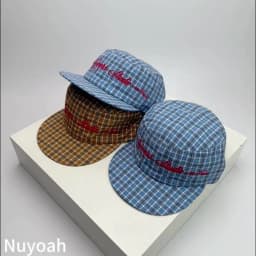 Korean Plaid Embroidered Letters Baseball Hats Sunshade Flat Top New Men Women Versatile Niche Ins Fashion Peaked Caps Personal