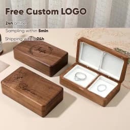 Free Custom Walnut Wooden Ring Necklace Box Personalized For Wedding Anniversary Gift Necklace Earring Ring Storage Jewelry Box