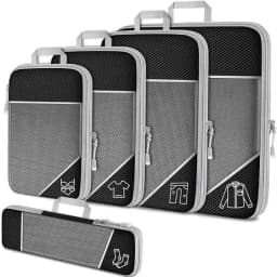 5PCS Travel Compressed Packing Cubes Storage Organizer Set With Shoe Bag Mesh Visual Luggage Portable Lightweight Suitcase Bag