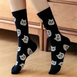 Chic New Women's Cute Cat Face Black White Socks Korean Harajuku Kawaii Kitten Hipster Casual Gift Dropship
