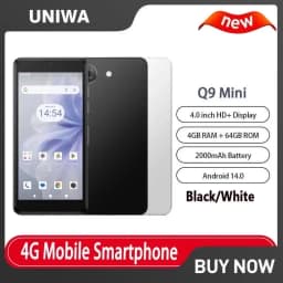 UNIWA Phonemax Q9 Mini Phone 4.0Inch QHD IPS Touch Screen Small Cell Phone 4G Android14 Small Smart Mobile 2000mAh Battery