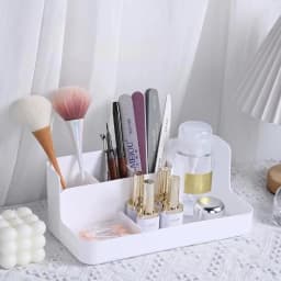 Cosmetic Storage Box - Plastic Vanity Organizer with Skincare Shelf, Perfect for Skincare Products,Space-Saving Beauty Holder