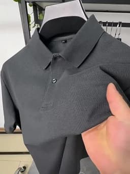 Men's Summer High-End Printed Golf Polo Shirt with Collar, Solid Color, Breathable, Office Casual, High-Quality Men's Clothing