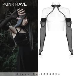 PUNK RAVE Women's Texture Gauze Three-dimensional Cutting Choker with Arm Sleeves Punk Handsome Elastic Long Gloves Accessories