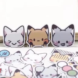 40PCS Kawai Little Fox Head Cute Hand Book Sticker Package Material Hand Book Mobile Phone Animal Children's Decoration