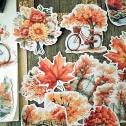 1 Set Autumn Scenery Stickers Decorative Labels Scrapbooking Collage Material Journal Supplies Journaling Stationery Supplies