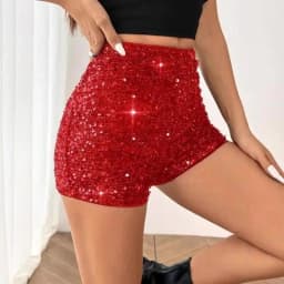 Women Sequins Black Low Rise Shorts Y2K Sexy Skinny Mini Shorts Summer Fashion Party Clubwear Costume Bottoms