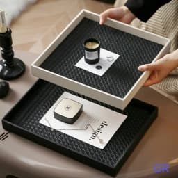 Luxury Leather Tray Square Decorative Storage Tray for Perfume Cosmetics Vanity Organizer