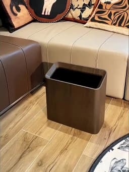 Walnut Finish Extra Large Trash Can Dual Layer Slim High Capacity Waste Bin for Kitchen Bathroom