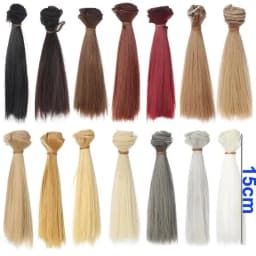 Factory Offer 5CM 15cm 25cm Black Blond Brown Khaki White Grey Color Short Straight Doll Wig for BJD Diy Fabric Art Doll Hair