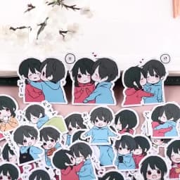 36pcs Cute Little Couple's Hand-book Sticker Hand-book Characters Korean Wind Ins Wind Diy Photo Album Mobile Phone Material