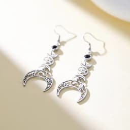 Unift Goth Stainless Steel Earring Triple Rune Moon Phase Pentagram Earrings Woman Men Vintage Jewelry Ear Piercing Witch Knot