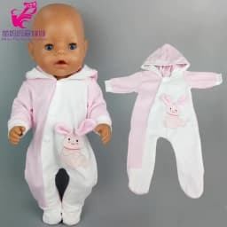Doll Clothes 43 Cm Baby New Born Doll Hooded Rompers for 18 Inch Americanog Girl Doll Casual Wear