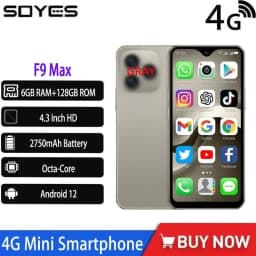 2026 SOYES F9 Max 4G Mini Smartphone 4.3“ Android12 Octa-Core 6GB+128GB 2750mAh Type-C OTG Face ID WhatsApp BT Smooth Experience