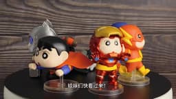 6pcs Set 8cm Crayon Shin Chan Figure Batman Superman The Flash IronMan Captain America Thor Cosplay Model PVC Decor