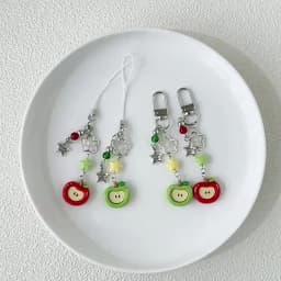 Christmas Phone Strap Red Apple Keychain Cute Gift for Women Girls Phone Accessories Bag Charm