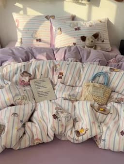 1 Pcs High Density Quilt Durable Quilt Cover Korean Aesthetic Stripe Duvet Covers Soft Skin-Friendly Breathable Comforter Cover
