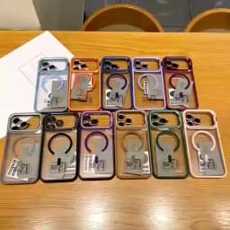 Luxury Bracket Stand Magnetic Phone Case for iPhone 18 Pro 17 16 Plus 15 14 13 12 Pro Max With Lens Protector Cover for Magsafe