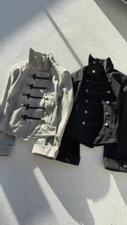 Y2K Harajuku Napoleon Jackets Stand Collar Frog Button Military Cropped Coat Gothic Punk Slim Outerwear Unisex Oversize Clothing