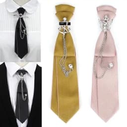 Retro Fabric Ribbon Rhinestone Black Bow Tie Collar Bowkont Cravat School Girl Boys Gifts for Women Clothing Jewelry Accessories
