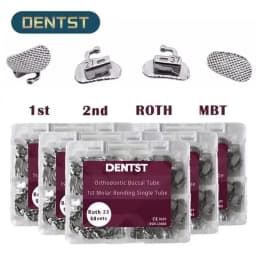 50Sets/200pcs Orthodontics Dental 1st 2nd Molar Bondable Buccal Tubes Non-Convertible Mesh Base Single Tube Roth MBT 0.022
