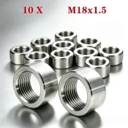 10X 304 M18 X 1.5 Stainless Steel Weld Bung Nut O2 Oxygen Sensor Thread Weld‑On Nut For Car Exhaust Muffler Pipe Replacement